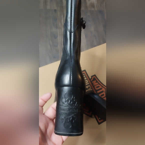 Vintage Harley-Davidson flame chunky high heel ankle boots - Picture 4 of 13